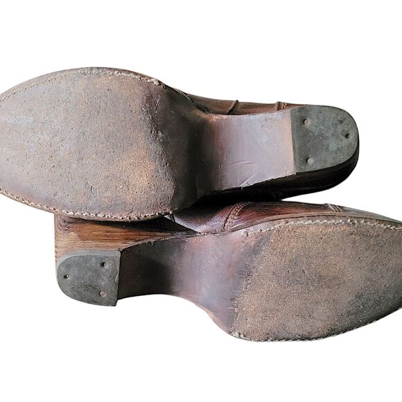 Leather Wedge Heel Ankle Boots Booties Bench Made in Leon Mexico Side Zipper - Picture 5 of 6